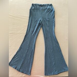 New Blue Ribbed Flare Pants , Size Medium